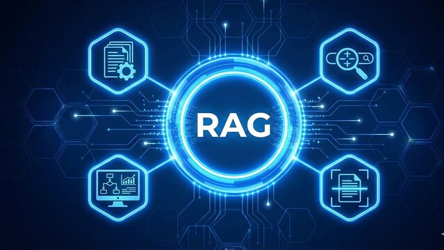 RAG acronym. retrieval augmented generation is an AI framework for retrieving facts from an external knowledge base to ground large language model the most accurate information. ai