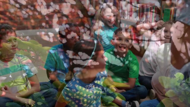 Pupils listening to teacher in library
