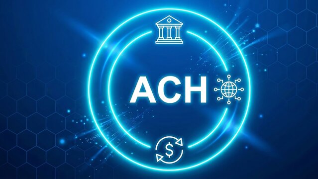 ACH Automated clearing house concept, financial network in the United States that facilitates electronic money transfers ai