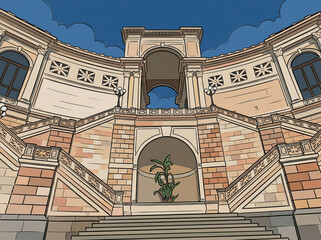 Stylized image of the Bastion of Saint Remy in Cagliari, Sardinia, Italy
