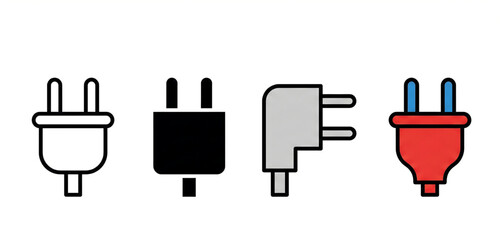 Obraz premium Set of electrical plug icon set. power energy cable connector symbol. vector illustration