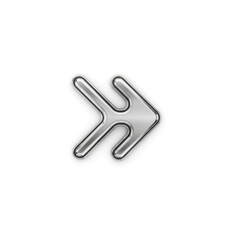 Obraz premium Shiny Metallic Double Arrow Icon for Forward Navigation