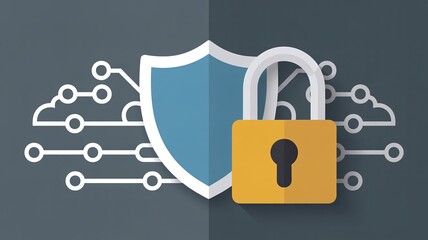 Secure online protection with shield and padlock icon