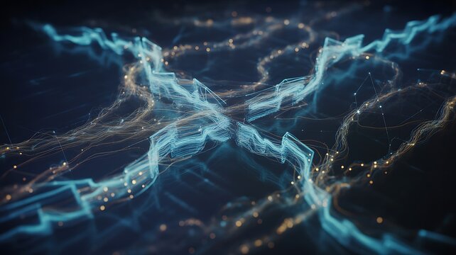 Abstract glowing network with interconnected lines and nodes - Powered by Adobe