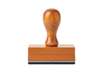 Wooden stamp with handle on office supply rubber stamp isolated on a transparent background