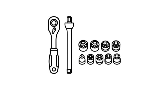 Socket Wrench Set Minimalist Vector Icon