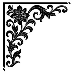 Black Floral Ornamental Corner Design