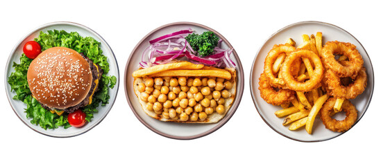 Delicious fast food meal isolated on transparent background