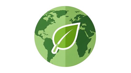 Obraz premium Green Earth globe icon with a fresh leaf, symbolizing global environmental awareness, sustainability, eco-friendly living, and nature conservation efforts worldwide for a healthier planet