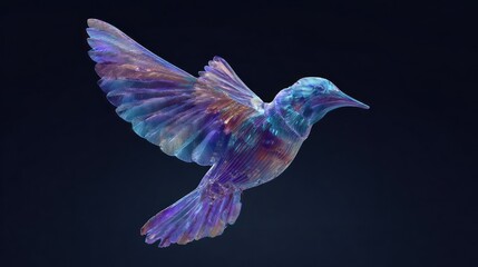 Fototapeta premium Abstract hummingbird in flight against dark background decorative illustration