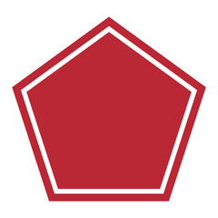 五角形のイラストマーク　無地　コピースペースあり　背景透過　赤
