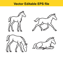 Fototapeta premium Editable vector horses in various poses for design