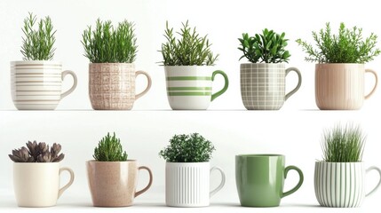 Fototapeta premium Fresh indoor potted plants in terracotta pots, greenery foliage, leaf and leaves enhancing home nature, botanical growth, sustainability,