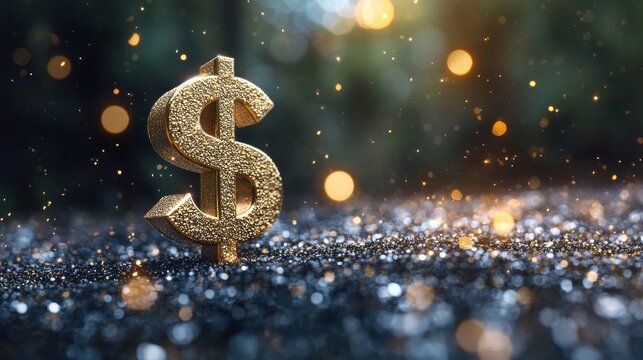 Dollar money and gold currency showing finance wealth, investment banking, business signs of rich income, cash savings, market value, economy.