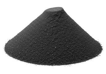 Pile of dark gray or black sand isolated on a transparent background