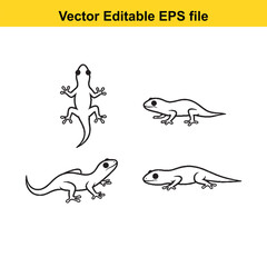 Obraz premium Four lizard silhouettes in editable vector format for design