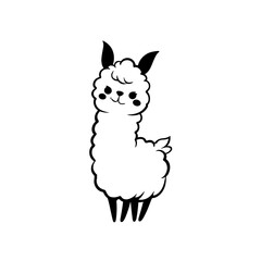 Obraz premium llama. llama simple black and white line art vector logo