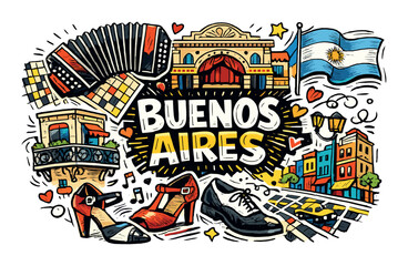 Obraz premium Buenos aires: cultural icons of tango, architecture, and traditions