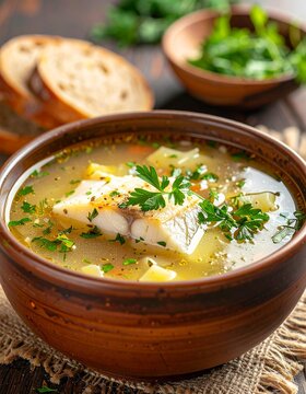 Russische Ucha-Fischsuppe regional