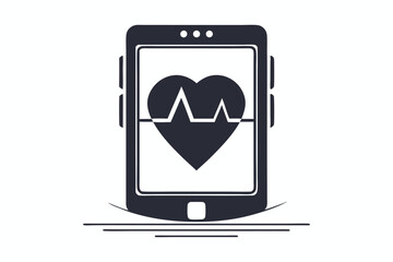 Digital Heart Rate Pulse Icon in Minimalist Outline Style for Healthcare Apps
