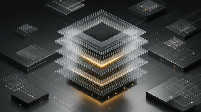Layered glass-like architecture design illustrating a security framework structure