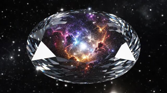 Diamond Encasing a Vibrant Galaxy in Outer Space