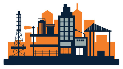 Fototapeta premium Industrial cityscape at sunset Vector