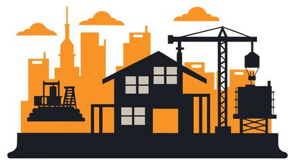 Obraz premium Urban construction scene Vector