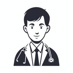 Fototapeta premium Medical Practitioner Profile Icon in Clean Line Art Graphic Design