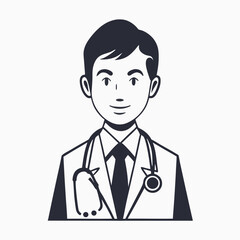 Fototapeta premium Clinic Specialist Headshot Icon in Modern Vector Line Art Style