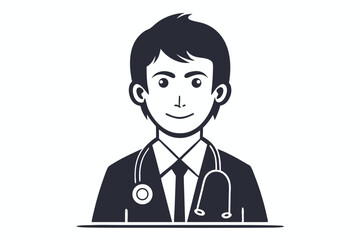 Fototapeta premium Simple Doctor Profile Symbol in Line Art Vector for Hospital Interface