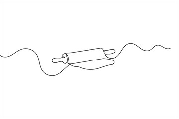 Obraz premium One line drawing of a kitchen roller pin featuring minimalist design and isolated vector graphics