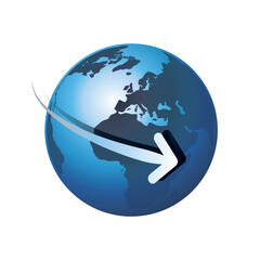 Blue Earth Globe Design - Global Business, Modern Technology, Globalization Concept Clip-Art. Design Element Template Isolated on White Includes Copyspace and EPS Vector Format