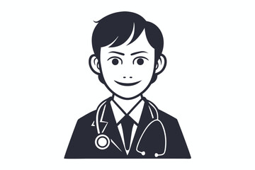 Fototapeta premium Minimal Doctor Profile Icon with Stethoscope in Clean Line Art for Hospital Management Software