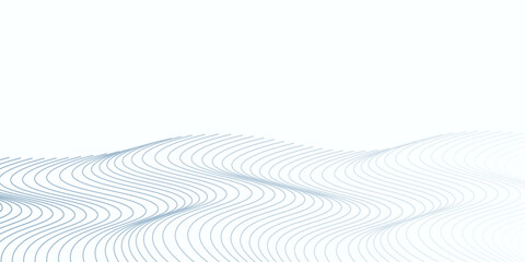 Abstract blue wave lines pattern on white background with space for your text