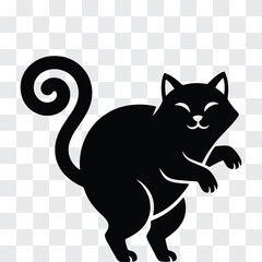 Chat rigolo silhouette Posture comique avec dos arrondi et queue en spirale