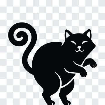 Chat rigolo silhouette Posture comique avec dos arrondi et queue en spirale