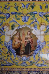 Seville, Spain 03.28.2019: Artistic ceramics of Seville
