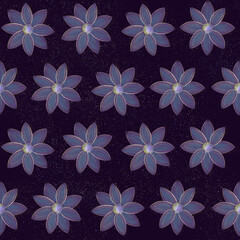 Obraz premium Magical Purple Flower with Golden Outline and Glitter Nebula Background