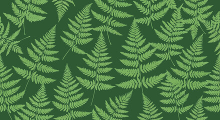Obraz premium Seamless dark green fern foliage pattern background