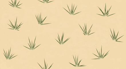 Obraz premium Seamless beige spiky grass tufts desert pattern