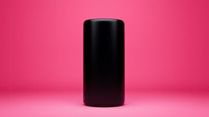 black cylindrical object on pink background