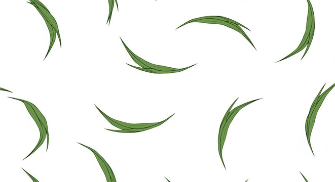 Seamless green curved grass blades pattern background