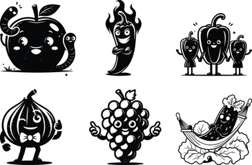 Bold veggie life silhouette bundle set for eye catching farmers market booth signage and organic product