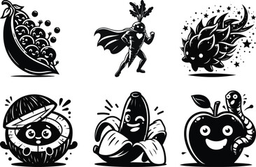 Classic veggie life silhouette bundle set for traditional kitchen textiles and vintage style 