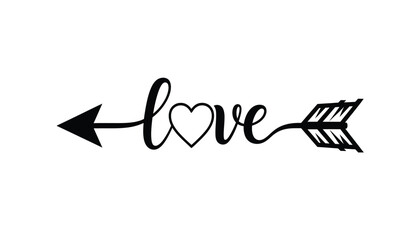 Obraz premium Black love arrow with heart symbol on for valentines day or romantic gesture