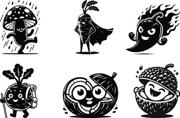 Clean veggie life silhouette bundle set for contemporary food packaging and eco conscious