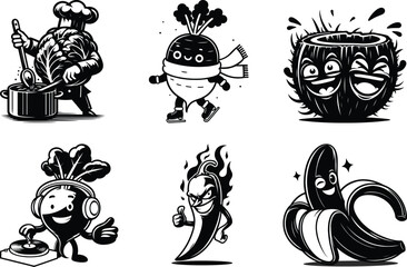 Comprehensive veggie life silhouette bundle set with diverse vegetable icons