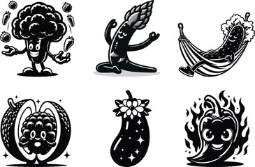 Essential veggie life silhouette bundle set for preschool nutrition education and fun gardening activities