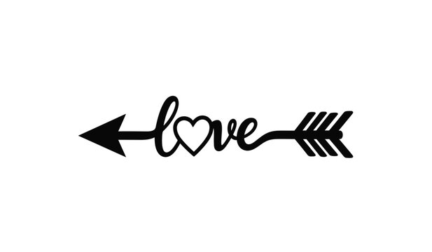 Black arrow with heart shaped love text